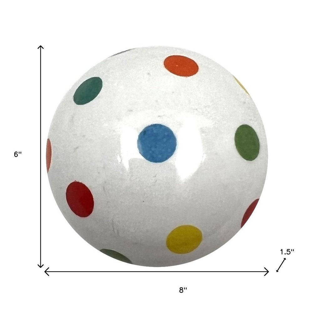 Set of Six Blue Green Off White And Red Polka Dots Ceramic Drawer Pull Knobs HomeRoots