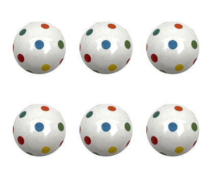 Set of Six Blue Green Off White And Red Polka Dots Ceramic Drawer Pull Knobs HomeRoots
