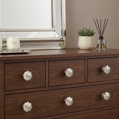 Set of Six Silver Glass Drawer Pull Knobs HomeRoots