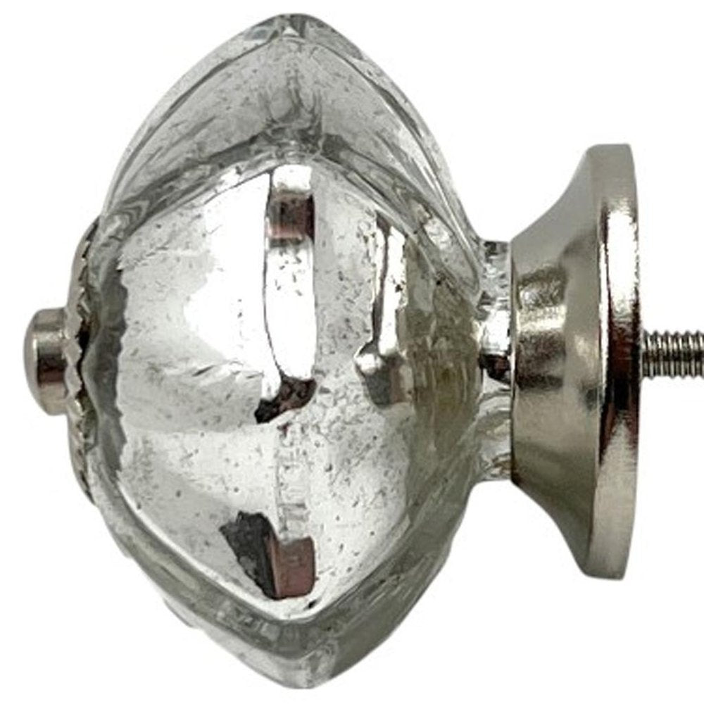 Set of Six Silver Glass Drawer Pull Knobs HomeRoots