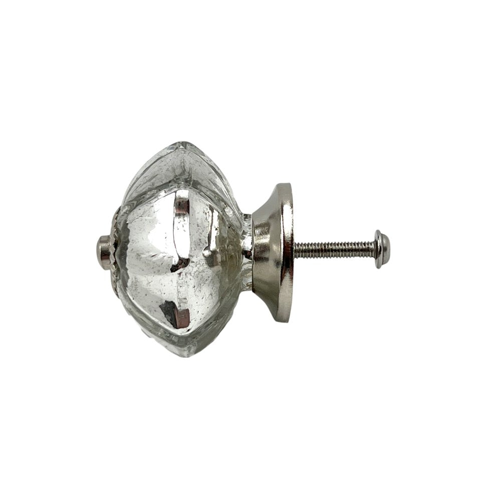 Set of Six Silver Glass Drawer Pull Knobs HomeRoots