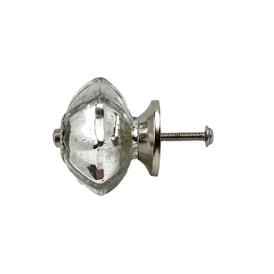 Set of Six Silver Glass Drawer Pull Knobs HomeRoots