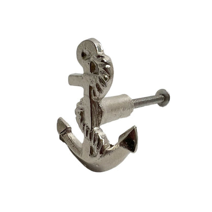 Set of Six Silver Nautical Anchor Knob Metal Drawer Pull Knobs HomeRoots