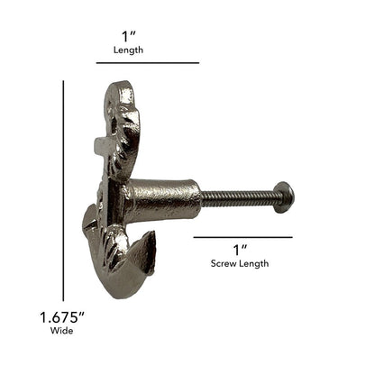 Set of Six Silver Nautical Anchor Knob Metal Drawer Pull Knobs HomeRoots