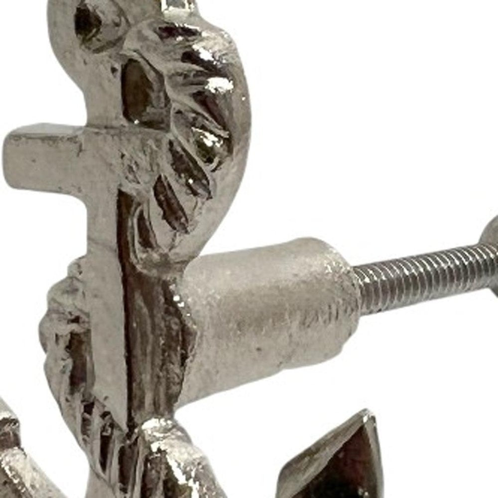 Set of Six Silver Nautical Anchor Knob Metal Drawer Pull Knobs HomeRoots