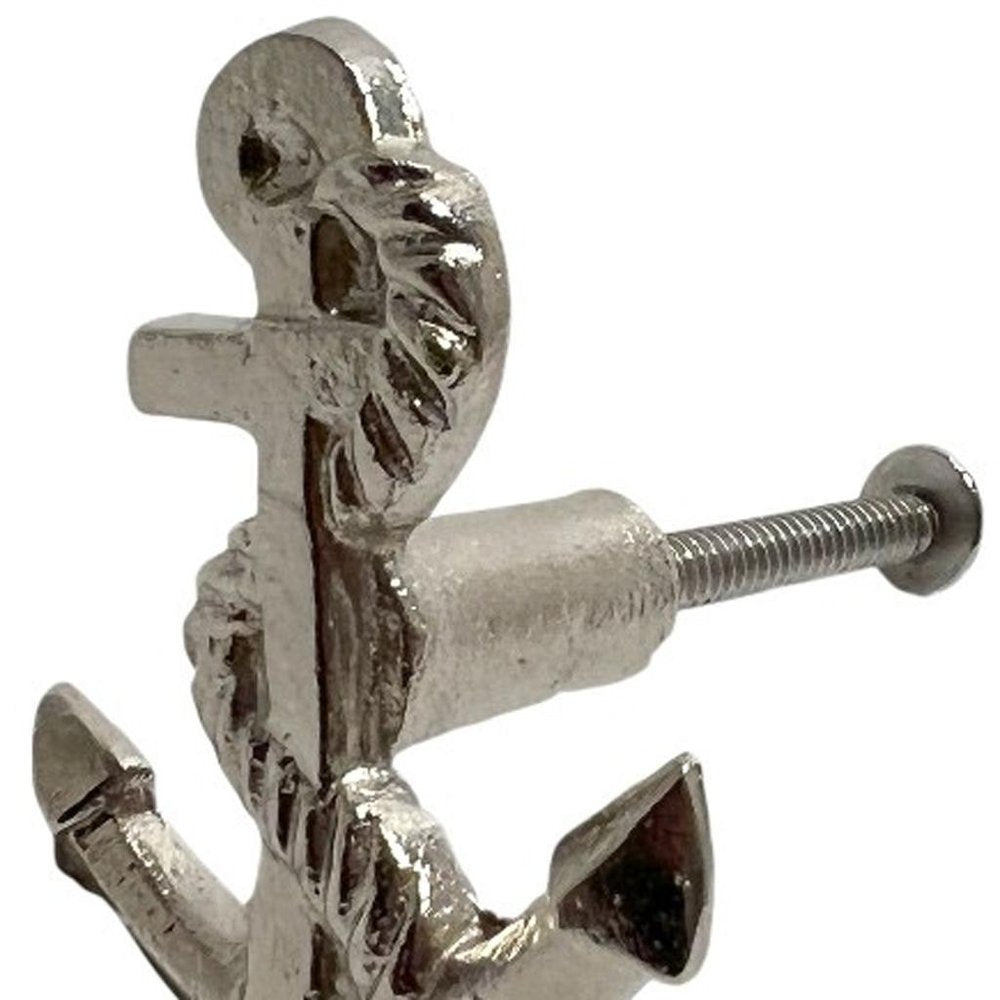 Set of Six Silver Nautical Anchor Knob Metal Drawer Pull Knobs HomeRoots
