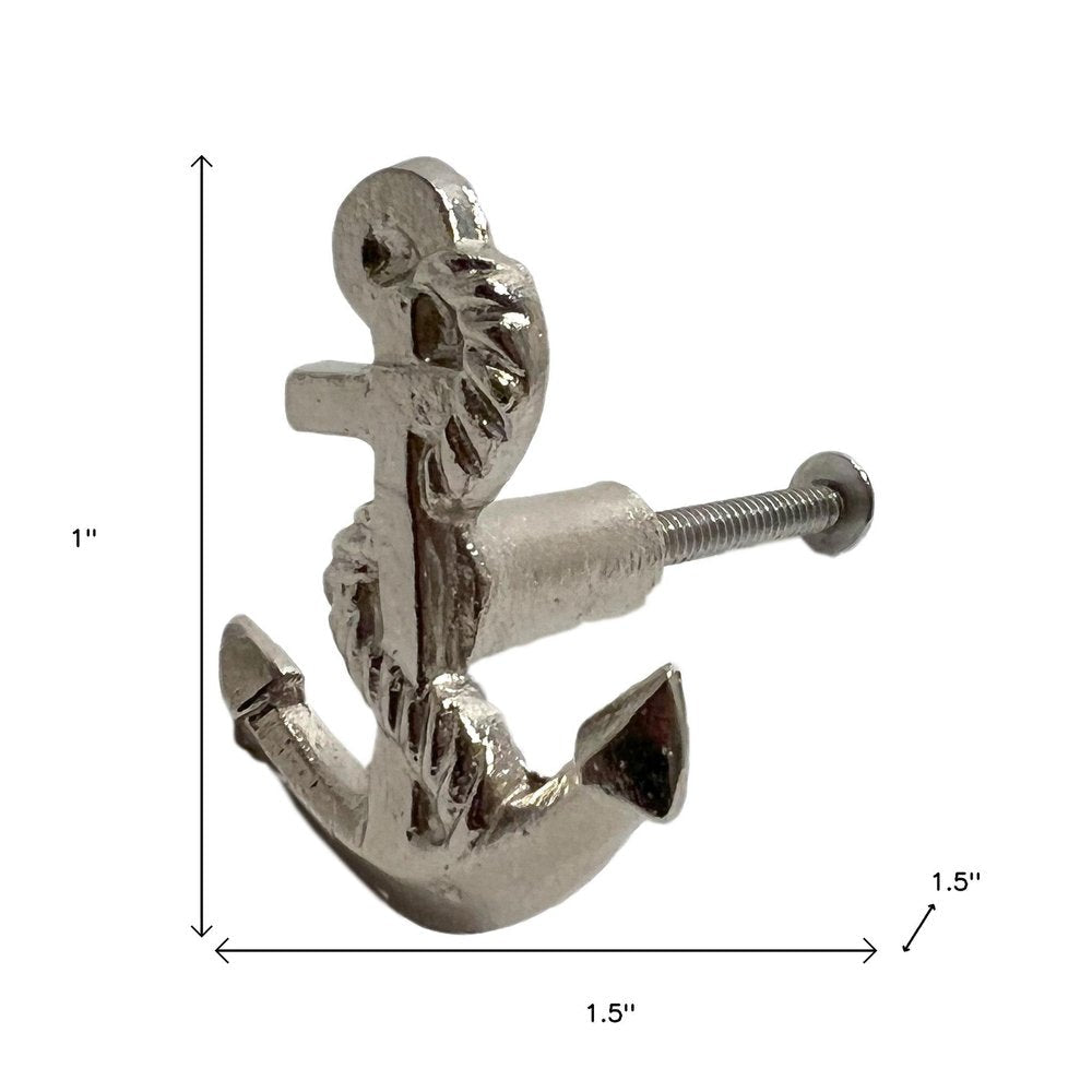 Set of Six Silver Nautical Anchor Knob Metal Drawer Pull Knobs HomeRoots