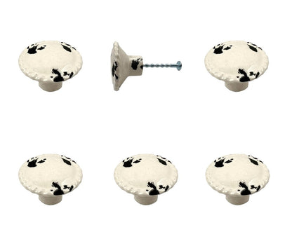 Set of Six White Ceramic Drawer Pull Knobs HomeRoots