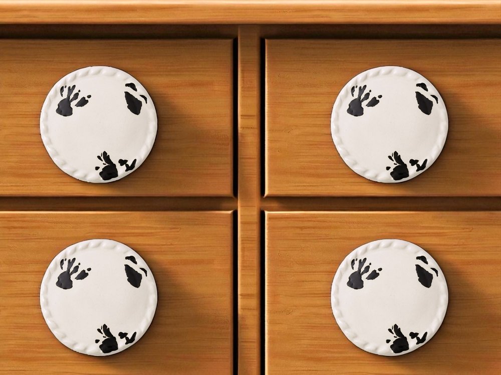Set of Six White Ceramic Drawer Pull Knobs HomeRoots