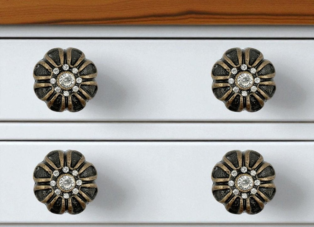Set of Six Black And Gold Scalloped Knob Iron Drawer Pull Knobs HomeRoots