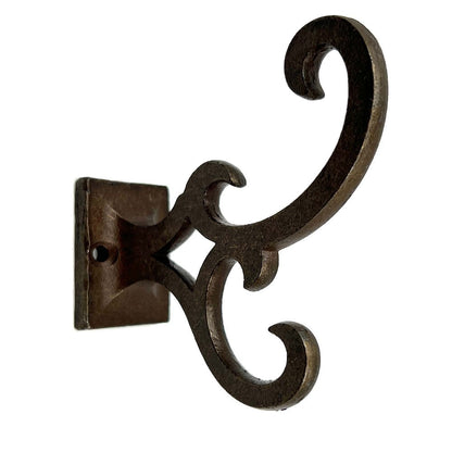 Set of Six Antiqued Bronze Cast Iron Scroll Wall Hooks HomeRoots