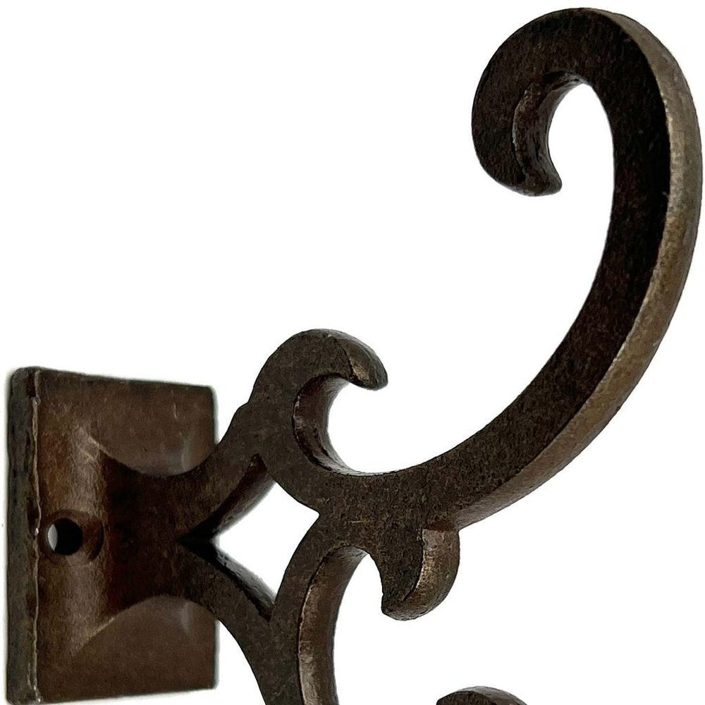 Set of Six Antiqued Bronze Cast Iron Scroll Wall Hooks HomeRoots