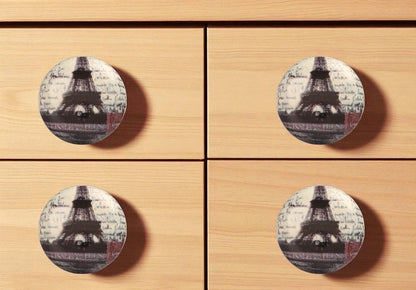 Set of Six Black And White Poetic Script Ceramic Drawer Pull Knobs HomeRoots
