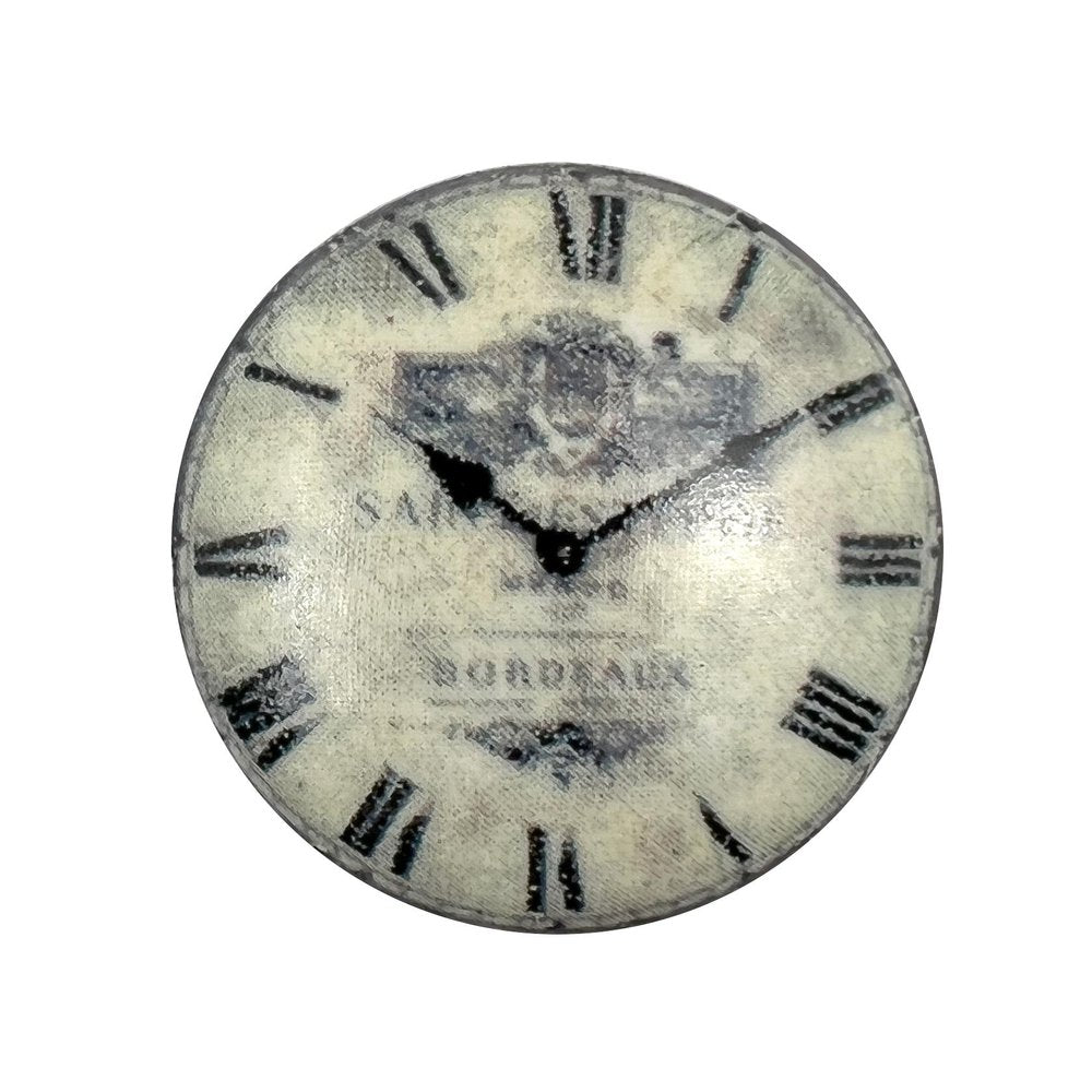 Set of Six Black And White Clock Face Ceramic Drawer Pull Knobs HomeRoots