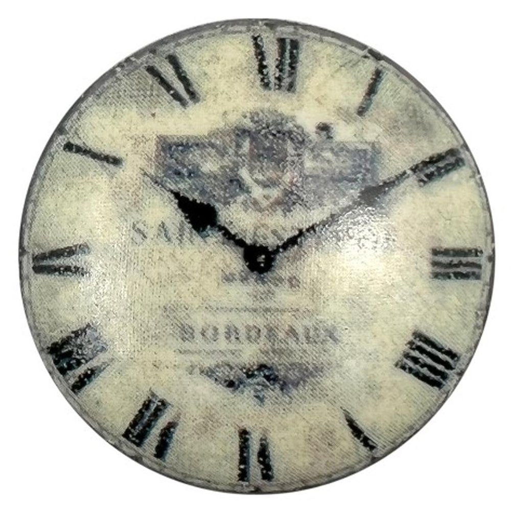 Set of Six Black And White Clock Face Ceramic Drawer Pull Knobs HomeRoots