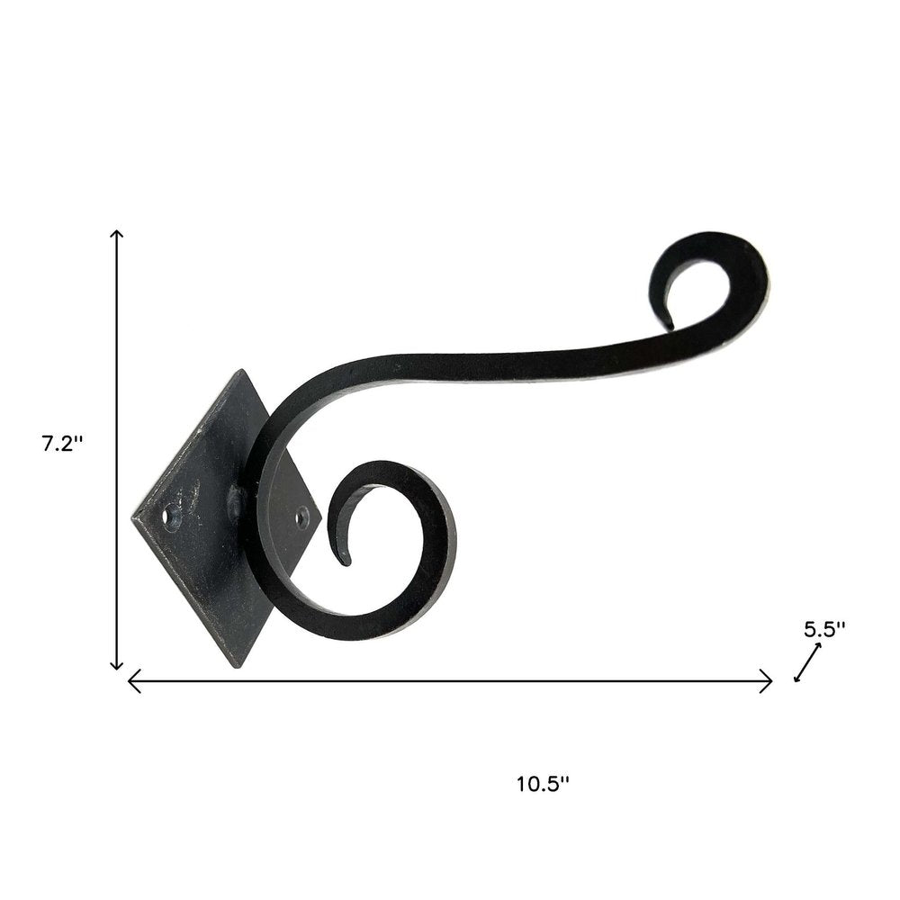 Set of Six Black Cast Iron Scroll Wall Hooks — view 7