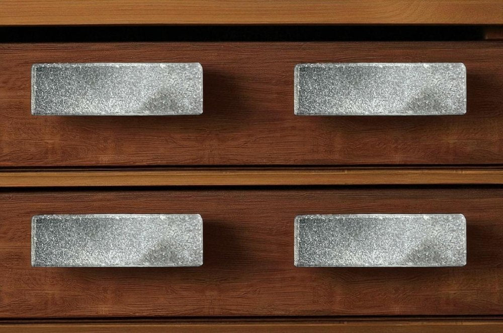 Set of Six Gray Rectangle Knob Stone Drawer Pull Knobs HomeRoots
