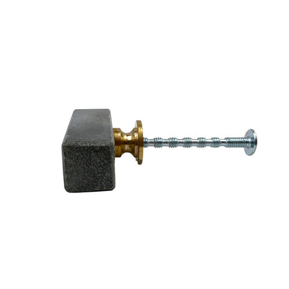 Set of Six Gray Rectangle Knob Stone Drawer Pull Knobs HomeRoots