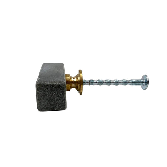 Set of Six Gray Rectangle Knob Stone Drawer Pull Knobs HomeRoots