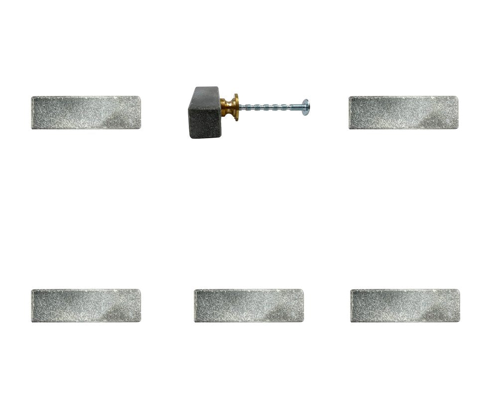 Set of Six Gray Rectangle Knob Stone Drawer Pull Knobs HomeRoots