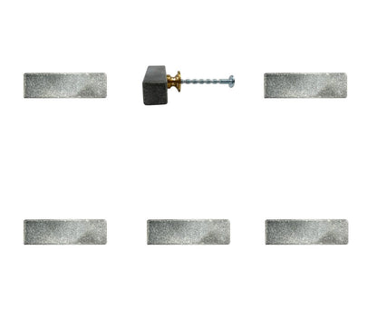 Set of Six Gray Rectangle Knob Stone Drawer Pull Knobs HomeRoots