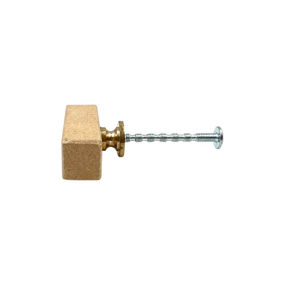 Set of Six Brown Rectangle Knob Stone Drawer Pull Knobs HomeRoots