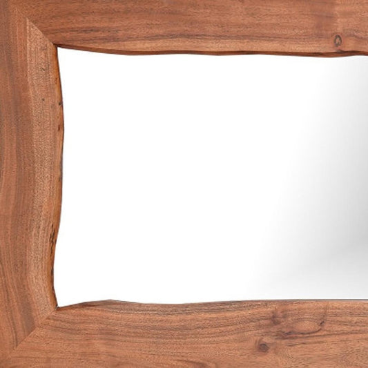 24" Brown Solid Wood Live Edge Freestanding and Wall Mount Accent Mirror HomeRoots