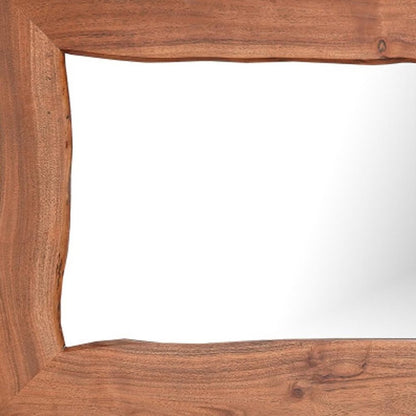 24" Brown Solid Wood Live Edge Freestanding and Wall Mount Accent Mirror HomeRoots