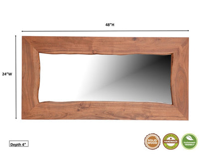 24" Brown Solid Wood Live Edge Freestanding and Wall Mount Accent Mirror HomeRoots