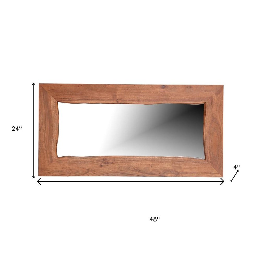 24" Brown Solid Wood Live Edge Freestanding and Wall Mount Accent Mirror HomeRoots