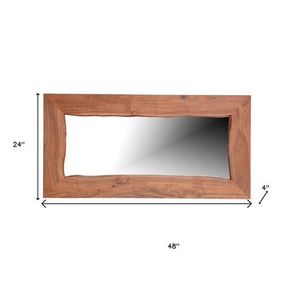24" Brown Solid Wood Live Edge Freestanding and Wall Mount Accent Mirror HomeRoots