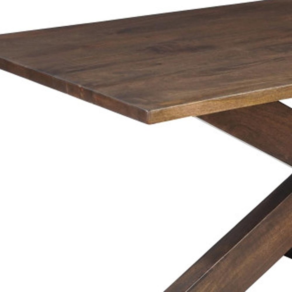 78" Brown Solid Wood Cross Leg Base Dining Table — view 6