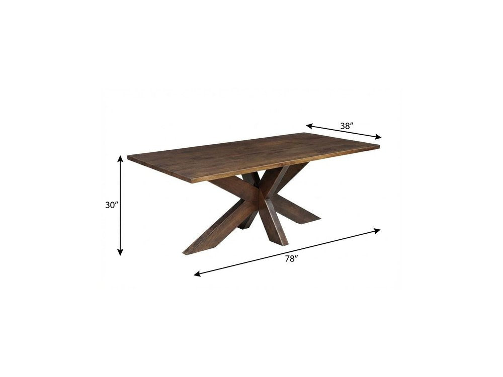 78" Brown Solid Wood Cross Leg Base Dining Table — view 8