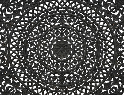 Black Carved Floral Distressed Solid Wood King Bed Frame HomeRoots