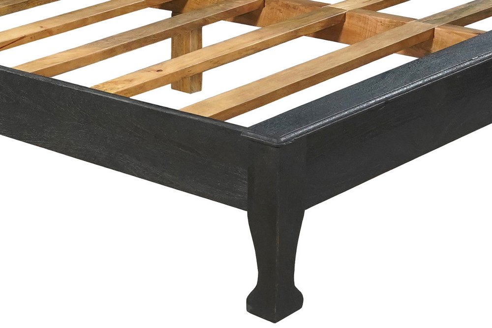 Black Carved Floral Distressed Solid Wood King Bed Frame HomeRoots