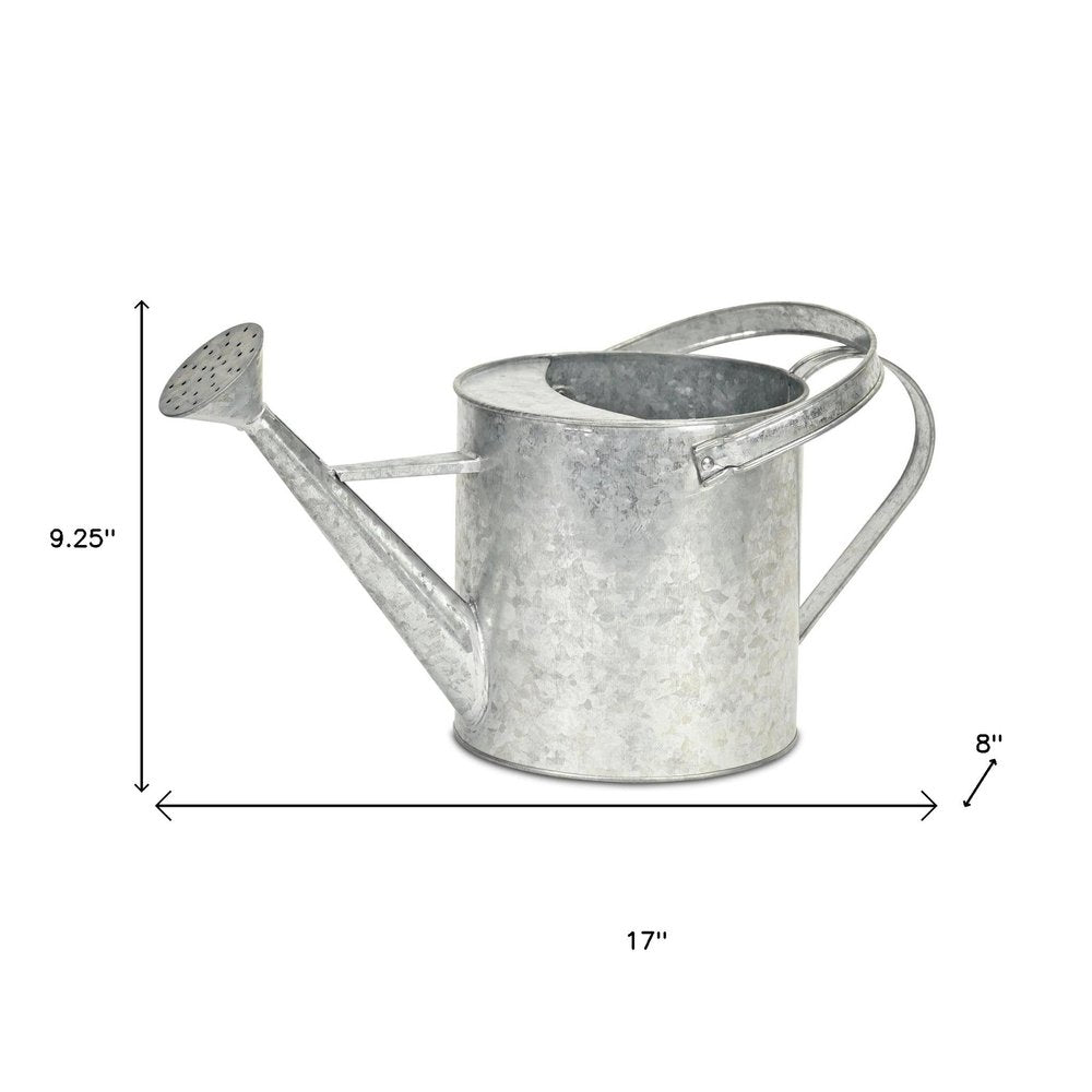 9" Gray Galvanized Metal Decorative Watering Can HomeRoots