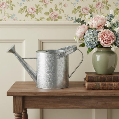 9" Gray Galvanized Metal Decorative Watering Can HomeRoots