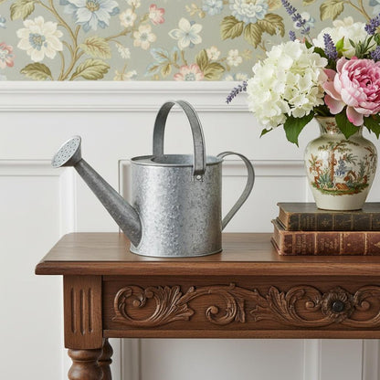 7" Gray Galvanized Metal Decorative Watering Can HomeRoots