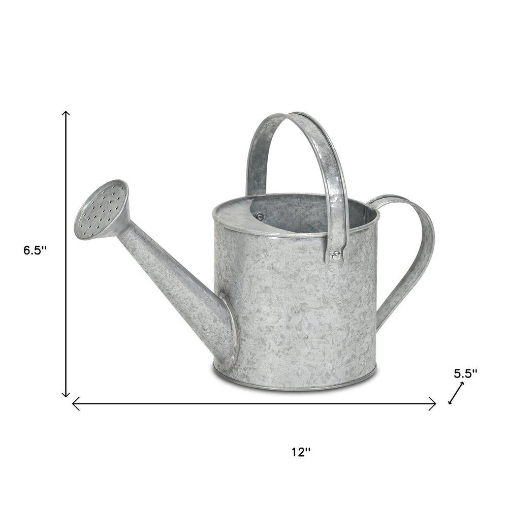 7" Gray Galvanized Metal Decorative Watering Can HomeRoots