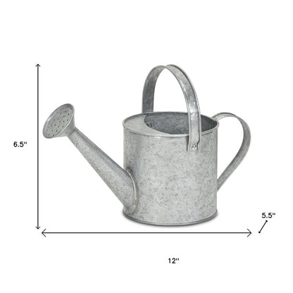 7" Gray Galvanized Metal Decorative Watering Can HomeRoots
