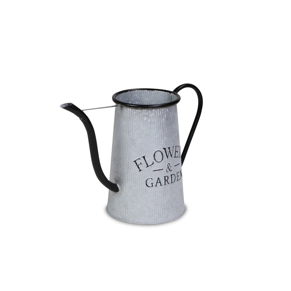 10" Black And Gray Galvanized Metal Flowers And Garden Decorative Watering Can HomeRoots