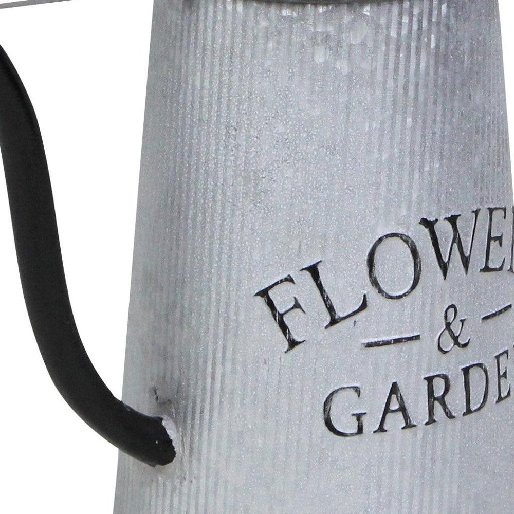 10" Black And Gray Galvanized Metal Flowers And Garden Decorative Watering Can HomeRoots