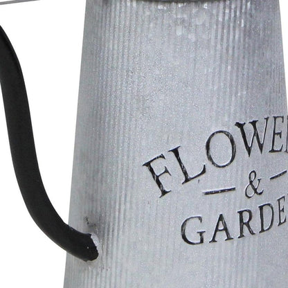 10" Black And Gray Galvanized Metal Flowers And Garden Decorative Watering Can HomeRoots