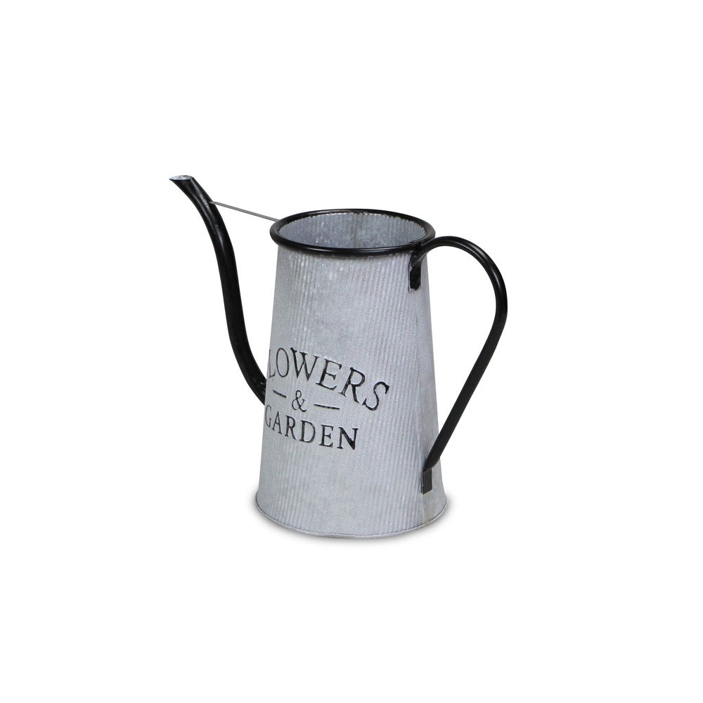 10" Black And Gray Galvanized Metal Flowers And Garden Decorative Watering Can HomeRoots