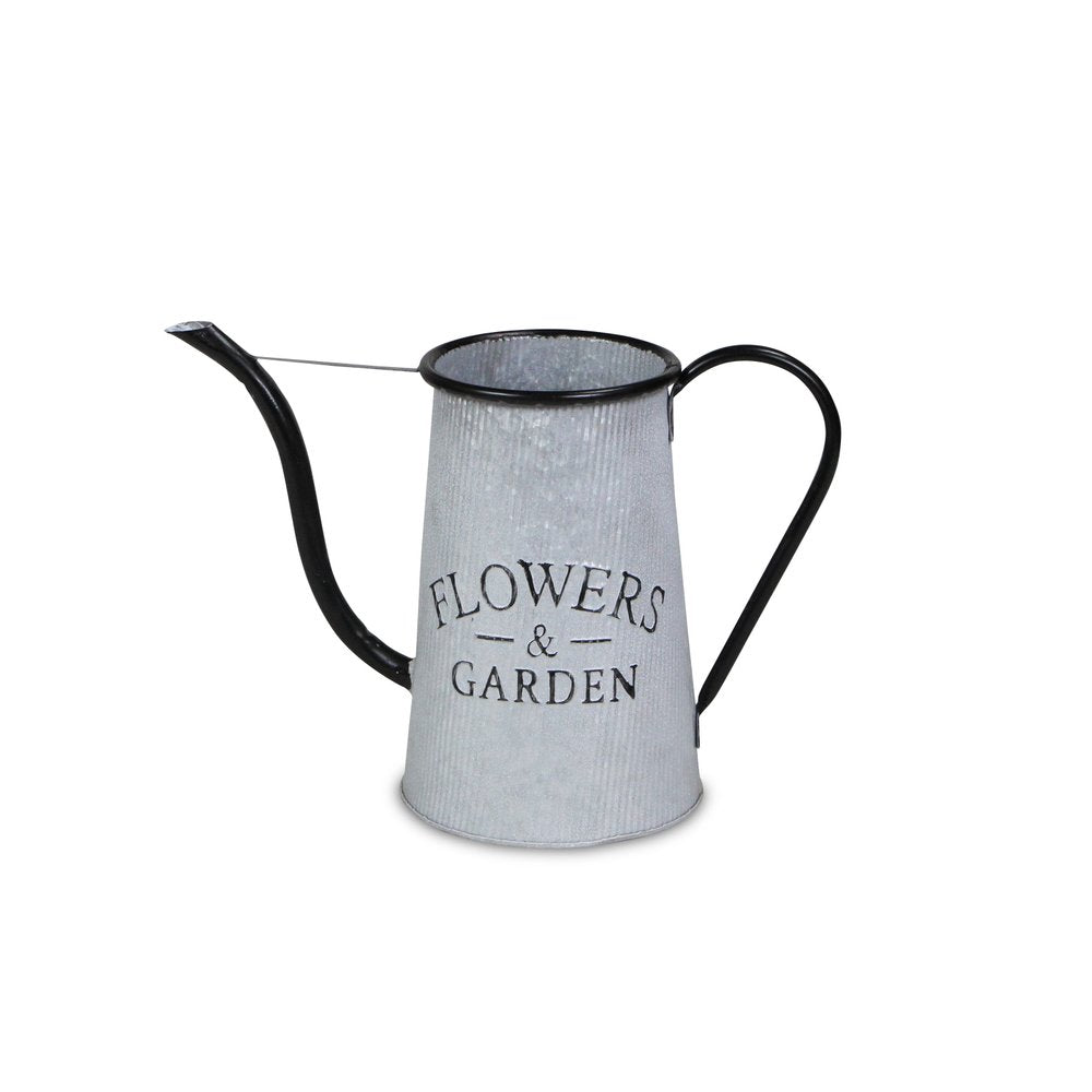 10" Black And Gray Galvanized Metal Flowers And Garden Decorative Watering Can HomeRoots
