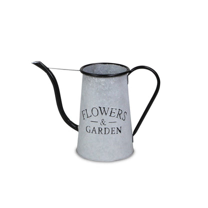 10" Black And Gray Galvanized Metal Flowers And Garden Decorative Watering Can HomeRoots