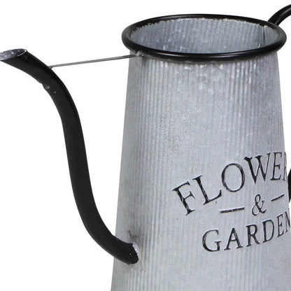 10" Black And Gray Galvanized Metal Flowers And Garden Decorative Watering Can HomeRoots