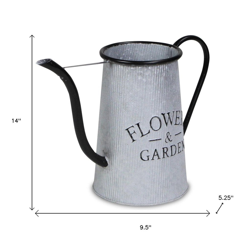 10" Black And Gray Galvanized Metal Flowers And Garden Decorative Watering Can HomeRoots