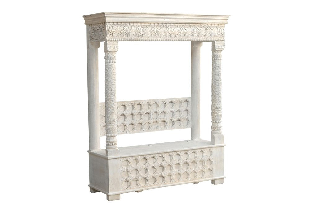 70" White Floral Solid Wood Storage Bench With Flip Top HomeRoots