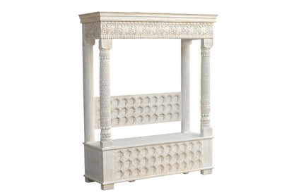 70" White Floral Solid Wood Storage Bench With Flip Top HomeRoots